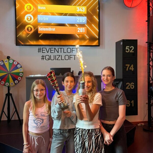 Siegerfoto bei Kindergeburtstag Quiz