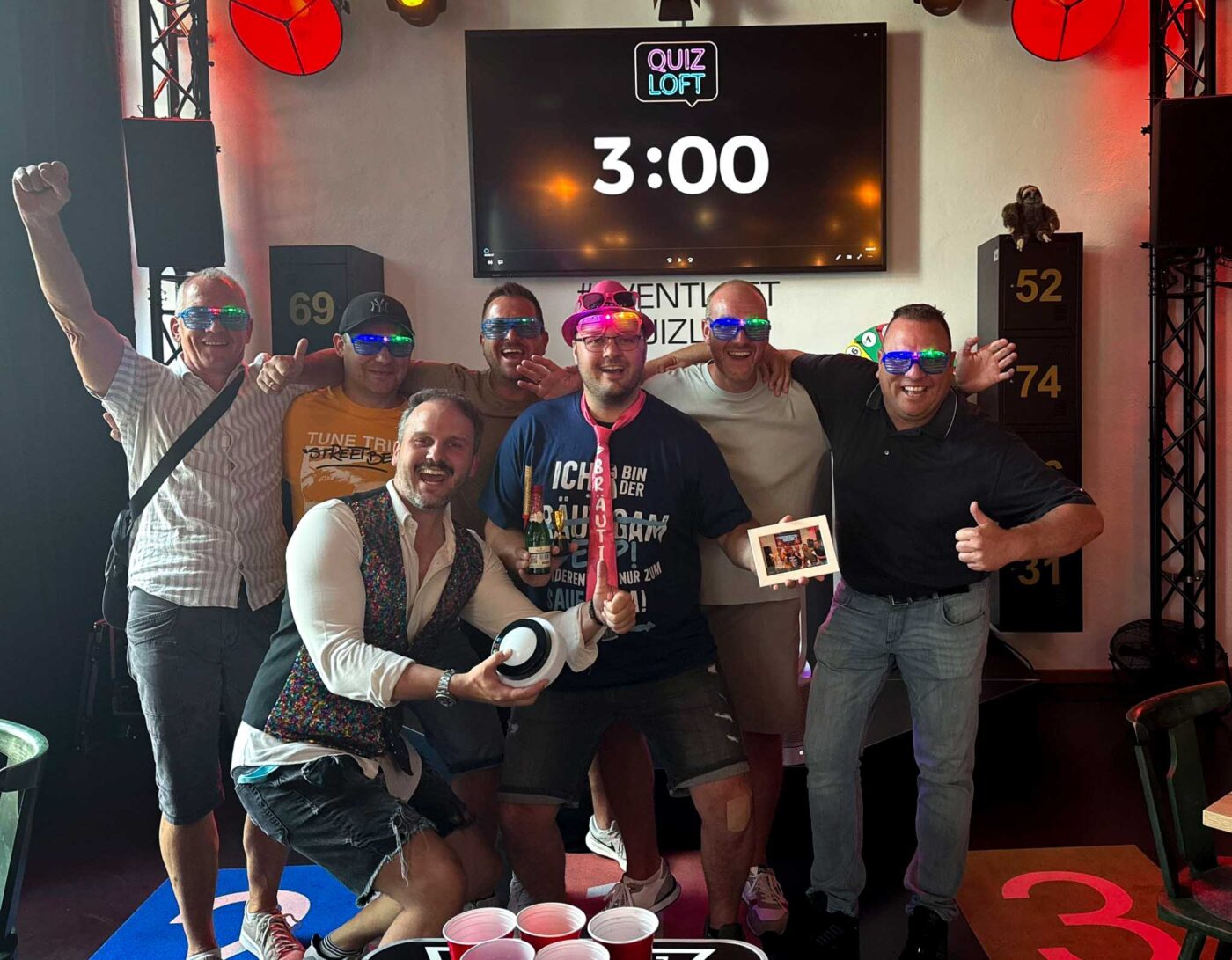 Teamfoto bei Schlag den Junggesellen im Quizloft Siegburg